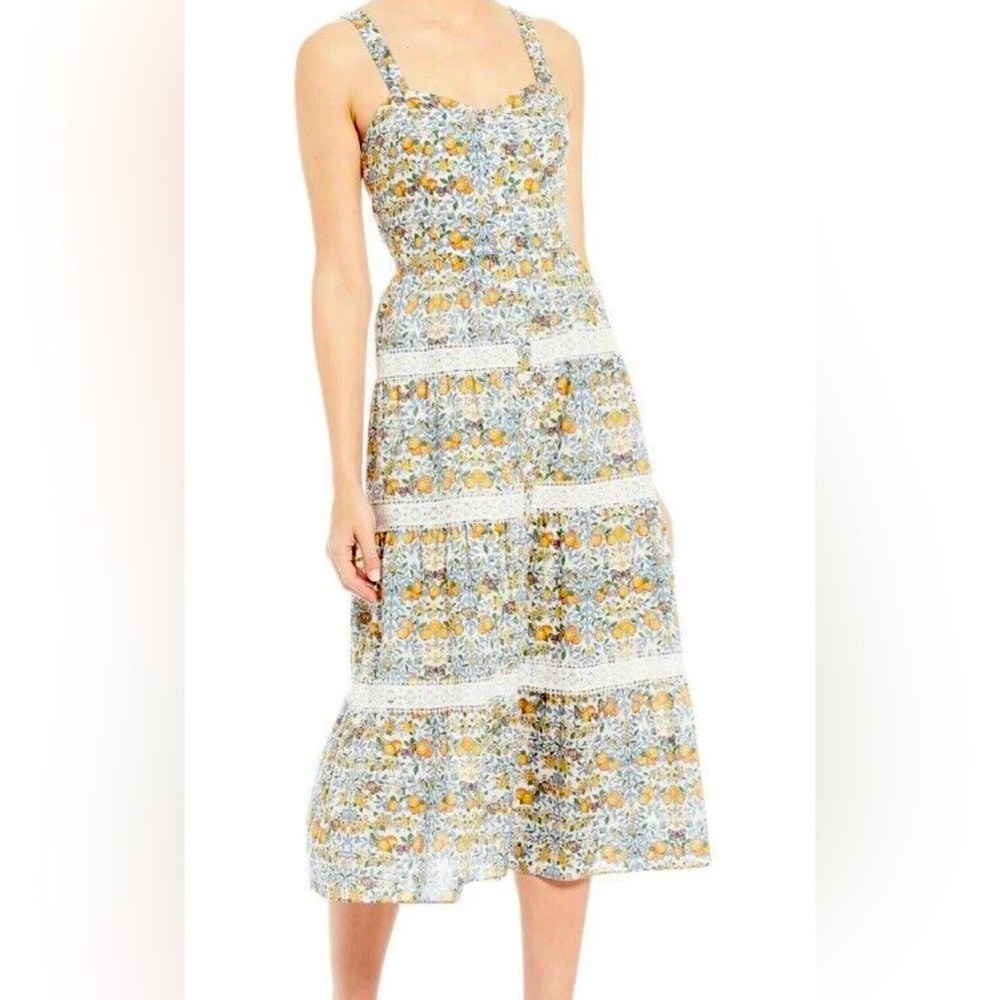 Antonio Melani Liberty London Tiered Ruffled Button Down Midi Dress Size 8 🍋